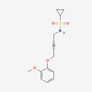 molecular formula C14H17NO4S B2652523 N-(4-(2-甲氧基苯氧基)丁-2-炔-1-基)环丙烷磺酰胺 CAS No. 1428356-91-5