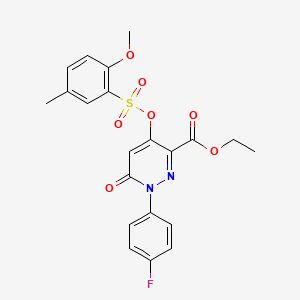 molecular formula C21H19FN2O7S B2652529 1-(4-氟苯基)-4-(((2-甲氧基-5-甲苯基)磺酰基)氧基)-6-氧代-1,6-二氢哒嗪-3-羧酸乙酯 CAS No. 899959-09-2