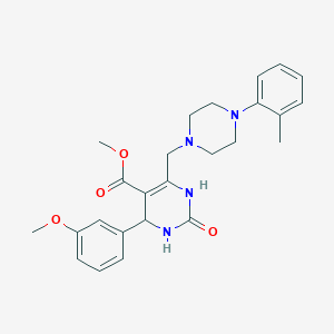 molecular formula C25H30N4O4 B2652544 4-(3-甲氧基苯基)-6-{[4-(2-甲基苯基)哌嗪-1-基]甲基}-2-氧代-1,2,3,4-四氢嘧啶-5-羧酸甲酯 CAS No. 1252889-17-0