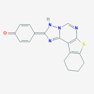 molecular formula C17H14N4OS B265255 4-(10-thia-3,5,6,8-tetrazatetracyclo[7.7.0.02,6.011,16]hexadeca-1(9),2,7,11(16)-tetraen-4-ylidene)cyclohexa-2,5-dien-1-one 