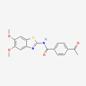 molecular formula C18H16N2O4S B2652551 4-乙酰基-N-(5,6-二甲氧基-1,3-苯并噻唑-2-基)苯甲酰胺 CAS No. 897620-47-2