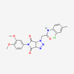 molecular formula C21H20ClN5O5 B2652557 N-(2-chloro-4-methylphenyl)-2-[5-(3,4-dimethoxyphenyl)-4,6-dioxo-4,5,6,6a-tetrahydropyrrolo[3,4-d][1,2,3]triazol-1(3aH)-yl]acetamide CAS No. 1052613-38-3