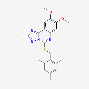 molecular formula C22H24N4O2S B2652559 5-[(Mesitylmethyl)sulfanyl]-8,9-dimethoxy-2-methyl[1,2,4]triazolo[1,5-c]quinazoline CAS No. 860611-29-6