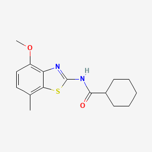 molecular formula C16H20N2O2S B2652567 N-(4-methoxy-7-methylbenzo[d]thiazol-2-yl)cyclohexanecarboxamide CAS No. 868230-60-8