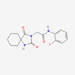 molecular formula C16H18FN3O3 B2652569 2-(2,4-二氧代-1,3-二氮杂螺[4.5]癸-3-基)-N-(2-氟苯基)乙酰胺 CAS No. 849614-86-4