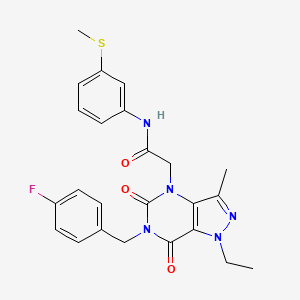 molecular formula C24H24FN5O3S B2652570 2-(1-乙基-6-(4-氟苄基)-3-甲基-5,7-二氧代-6,7-二氢-1H-吡唑并[4,3-d]嘧啶-4(5H)-基)-N-(3-(甲硫基)苯基)乙酰胺 CAS No. 1358628-07-5