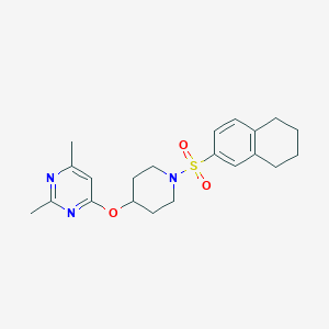 molecular formula C21H27N3O3S B2652577 2,4-二甲基-6-((1-((5,6,7,8-四氢萘-2-基)磺酰基)哌啶-4-基)氧基)嘧啶 CAS No. 2034617-88-2