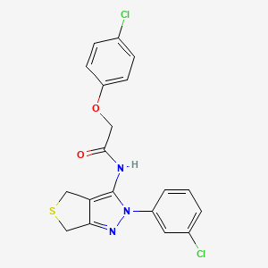 2-(4-chlorophenoxy)-N-[2-(3-chlorophenyl)-4,6-dihydrothieno[3,4-c]pyrazol-3-yl]acetamide