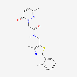 molecular formula C19H20N4O2S B2652587 N-((4-methyl-2-(o-tolyl)thiazol-5-yl)methyl)-2-(3-methyl-6-oxopyridazin-1(6H)-yl)acetamide CAS No. 1448132-39-5