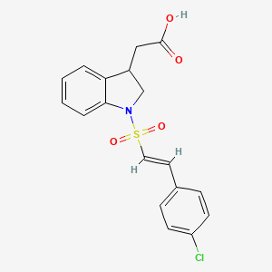 molecular formula C18H16ClNO4S B2652588 2-{1-[(1E)-2-(4-chlorophenyl)ethenesulfonyl]-2,3-dihydro-1H-indol-3-yl}acetic acid CAS No. 1390737-68-4