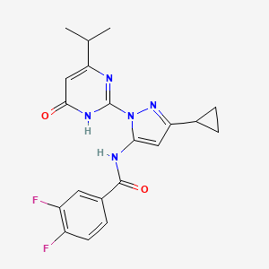 molecular formula C20H19F2N5O2 B2652596 N-(3-cyclopropyl-1-(4-isopropyl-6-oxo-1,6-dihydropyrimidin-2-yl)-1H-pyrazol-5-yl)-3,4-difluorobenzamide CAS No. 1207018-75-4