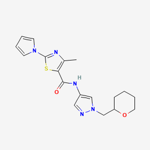 4-methyl-2-(1H-pyrrol-1-yl)-N-(1-((tetrahydro-2H-pyran-2-yl)methyl)-1H-pyrazol-4-yl)thiazole-5-carboxamide