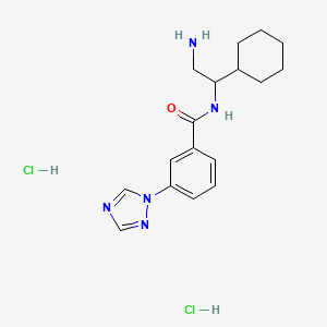 molecular formula C17H25Cl2N5O B2652606 N-(2-氨基-1-环己基乙基)-3-(1,2,4-三唑-1-基)苯甲酰胺；二盐酸盐 CAS No. 1606077-83-1