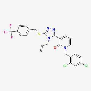 molecular formula C25H19Cl2F3N4OS B2652617 3-(4-allyl-5-{[4-(trifluoromethyl)benzyl]sulfanyl}-4H-1,2,4-triazol-3-yl)-1-(2,4-dichlorobenzyl)-2(1H)-pyridinone CAS No. 400074-88-6