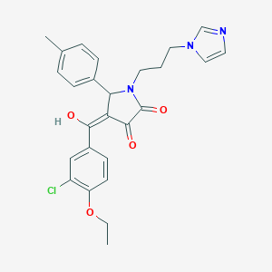 molecular formula C26H26ClN3O4 B265262 4-(3-chloro-4-ethoxybenzoyl)-3-hydroxy-1-[3-(1H-imidazol-1-yl)propyl]-5-(4-methylphenyl)-1,5-dihydro-2H-pyrrol-2-one 