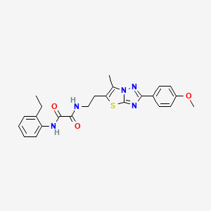 molecular formula C24H25N5O3S B2652625 N1-(2-乙基苯基)-N2-(2-(2-(4-甲氧基苯基)-6-甲基噻唑并[3,2-b][1,2,4]三唑-5-基)乙基)草酰胺 CAS No. 896321-57-6