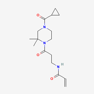 molecular formula C16H25N3O3 B2652631 N-[3-[4-(Cyclopropanecarbonyl)-2,2-dimethylpiperazin-1-yl]-3-oxopropyl]prop-2-enamide CAS No. 2198232-24-3