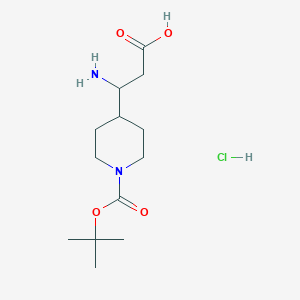 molecular formula C13H25ClN2O4 B2652632 3-Amino-3-[1-(tert-butoxycarbonyl)piperidin-4-YL]propanoic acid hydrochloride CAS No. 1431365-41-1