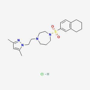 molecular formula C22H33ClN4O2S B2652633 1-(2-(3,5-dimethyl-1H-pyrazol-1-yl)ethyl)-4-((5,6,7,8-tetrahydronaphthalen-2-yl)sulfonyl)-1,4-diazepane hydrochloride CAS No. 1396783-42-8