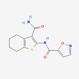 molecular formula C13H13N3O3S B2652636 N-(3-氨基甲酰基-4,5,6,7-四氢苯并[b]噻吩-2-基)异恶唑-5-甲酰胺 CAS No. 879144-93-1