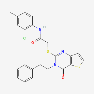 molecular formula C23H20ClN3O2S2 B2652653 N-(2-氯-4-甲苯基)-2-((4-氧代-3-苯乙基-3,4-二氢噻吩并[3,2-d]嘧啶-2-基)硫代)乙酰胺 CAS No. 1795085-16-3