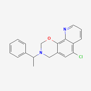 molecular formula C19H17ClN2O B2652654 6-chloro-3-(1-phenylethyl)-3,4-dihydro-2H-[1,3]oxazino[5,6-h]quinoline CAS No. 438486-31-8