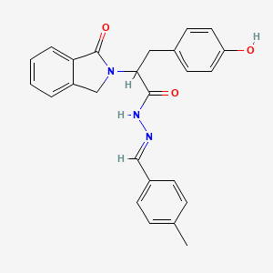 molecular formula C25H23N3O3 B2652656 3-(4-hydroxyphenyl)-N'-[(E)-(4-methylphenyl)methylidene]-2-(1-oxo-1,3-dihydro-2H-isoindol-2-yl)propanohydrazide CAS No. 477889-59-1