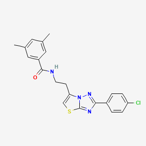 molecular formula C21H19ClN4OS B2652666 N-(2-(2-(4-chlorophenyl)thiazolo[3,2-b][1,2,4]triazol-6-yl)ethyl)-3,5-dimethylbenzamide CAS No. 894048-82-9