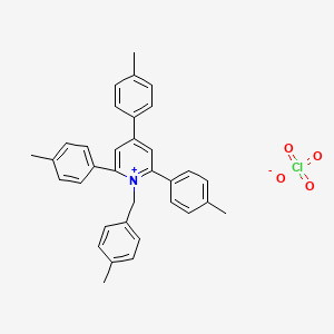 molecular formula C34H32ClNO4 B2652669 2,4,6-Tris(4-methylphenyl)-1-[(4-methylphenyl)methyl]pyridin-1-ium perchlorate CAS No. 75839-05-3