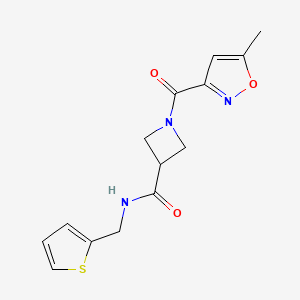 molecular formula C14H15N3O3S B2652676 1-(5-methylisoxazole-3-carbonyl)-N-(thiophen-2-ylmethyl)azetidine-3-carboxamide CAS No. 1351649-74-5