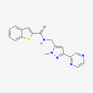 molecular formula C18H15N5OS B2652682 N-((1-甲基-3-(吡嗪-2-基)-1H-吡唑-5-基)甲基)苯并[b]噻吩-2-甲酰胺 CAS No. 2034288-74-7