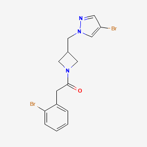 molecular formula C15H15Br2N3O B2652692 1-{3-[(4-bromo-1H-pyrazol-1-yl)methyl]azetidin-1-yl}-2-(2-bromophenyl)ethan-1-one CAS No. 2415541-24-9