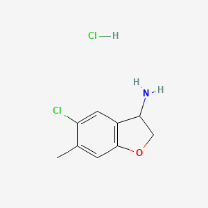 molecular formula C9H11Cl2NO B2652784 5-Chloro-6-methyl-2,3-dihydro-1-benzofuran-3-amine;hydrochloride CAS No. 2580208-46-2