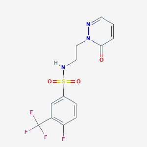 molecular formula C13H11F4N3O3S B2652786 4-fluoro-N-(2-(6-oxopyridazin-1(6H)-yl)ethyl)-3-(trifluoromethyl)benzenesulfonamide CAS No. 1021219-26-0