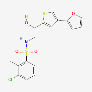molecular formula C17H16ClNO4S2 B2652795 3-chloro-N-{2-[4-(furan-2-yl)thiophen-2-yl]-2-hydroxyethyl}-2-methylbenzene-1-sulfonamide CAS No. 2379997-63-2