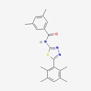 molecular formula C21H23N3OS B2652800 3,5-二甲基-N-[5-(2,3,5,6-四甲基苯基)-1,3,4-噻二唑-2-基]苯甲酰胺 CAS No. 391227-43-3