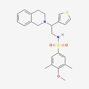 molecular formula C24H28N2O3S2 B2652807 N-(2-(3,4-dihydroisoquinolin-2(1H)-yl)-2-(thiophen-3-yl)ethyl)-4-methoxy-3,5-dimethylbenzenesulfonamide CAS No. 954600-45-4