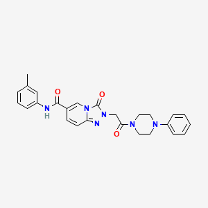 molecular formula C26H26N6O3 B2652825 3-oxo-2-(2-oxo-2-(4-phenylpiperazin-1-yl)ethyl)-N-(m-tolyl)-2,3-dihydro-[1,2,4]triazolo[4,3-a]pyridine-6-carboxamide CAS No. 1226444-76-3