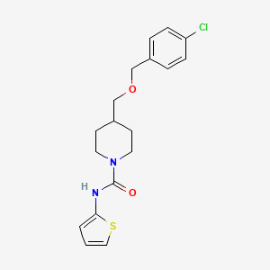 molecular formula C18H21ClN2O2S B2652830 4-(((4-chlorobenzyl)oxy)methyl)-N-(thiophen-2-yl)piperidine-1-carboxamide CAS No. 1396872-50-6