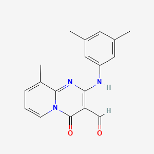 molecular formula C18H17N3O2 B2652831 2-(3,5-二甲苯胺基)-9-甲基-4-氧代吡啶并[1,2-a]嘧啶-3-甲醛 CAS No. 306321-54-0