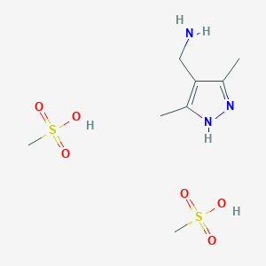 molecular formula C8H19N3O6S2 B2652839 [(3,5-二甲基-1H-吡唑-4-基)甲基]胺二甲磺酸盐 CAS No. 1559059-71-0