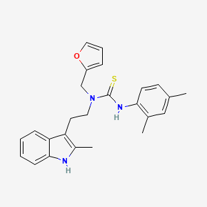 molecular formula C25H27N3OS B2652882 3-(2,4-二甲苯基)-1-(呋喃-2-基甲基)-1-(2-(2-甲基-1H-吲哚-3-基)乙基)硫脲 CAS No. 851971-65-8