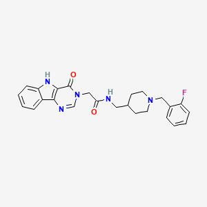 B2652884 N-((1-(2-fluorobenzyl)piperidin-4-yl)methyl)-2-(4-oxo-4,5-dihydro-3H-pyrimido[5,4-b]indol-3-yl)acetamide CAS No. 1105204-11-2