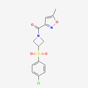 molecular formula C14H13ClN2O4S B2652886 (3-((4-氯苯基)磺酰基)氮杂环丁-1-基)(5-甲基异恶唑-3-基)甲酮 CAS No. 1797887-37-6