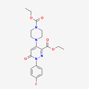 molecular formula C20H23FN4O5 B2652887 4-(4-(乙氧羰基)哌嗪-1-基)-1-(4-氟苯基)-6-氧代-1,6-二氢哒嗪-3-羧酸乙酯 CAS No. 922121-75-3
