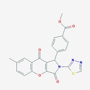 molecular formula C22H15N3O5S B265289 Methyl 4-[7-methyl-3,9-dioxo-2-(1,3,4-thiadiazol-2-yl)-1,2,3,9-tetrahydrochromeno[2,3-c]pyrrol-1-yl]benzoate 