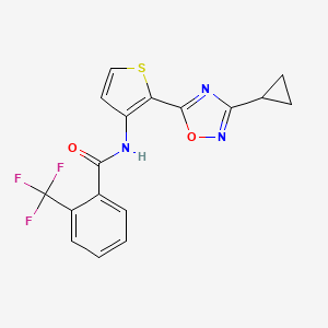 molecular formula C17H12F3N3O2S B2652895 N-(2-(3-环丙基-1,2,4-恶二唑-5-基)噻吩-3-基)-2-(三氟甲基)苯甲酰胺 CAS No. 1795410-91-1