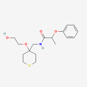 B2652908 N-((4-(2-hydroxyethoxy)tetrahydro-2H-thiopyran-4-yl)methyl)-2-phenoxypropanamide CAS No. 2175979-63-0
