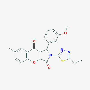 molecular formula C23H19N3O4S B265291 2-(5-Ethyl-1,3,4-thiadiazol-2-yl)-1-(3-methoxyphenyl)-7-methyl-1,2-dihydrochromeno[2,3-c]pyrrole-3,9-dione 
