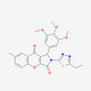 molecular formula C25H23N3O6S B265292 2-(5-Ethyl-1,3,4-thiadiazol-2-yl)-7-methyl-1-(3,4,5-trimethoxyphenyl)-1,2-dihydrochromeno[2,3-c]pyrrole-3,9-dione 